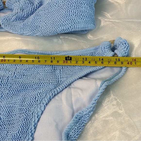 COCOFREE Women Bikini Set Off Shoulder Ring Strapless Crinkle Fabric Swimsuit - Picture 8 of 10